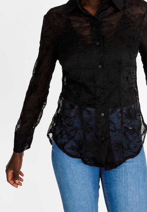 Cheryl Arthur - Embroidered Detail Shirt Black