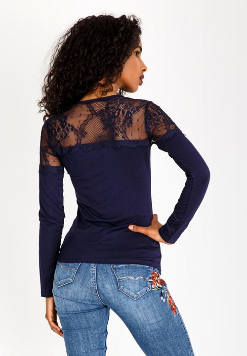 SISSY BOY - Eyelash Lace One Up With Logo Navy