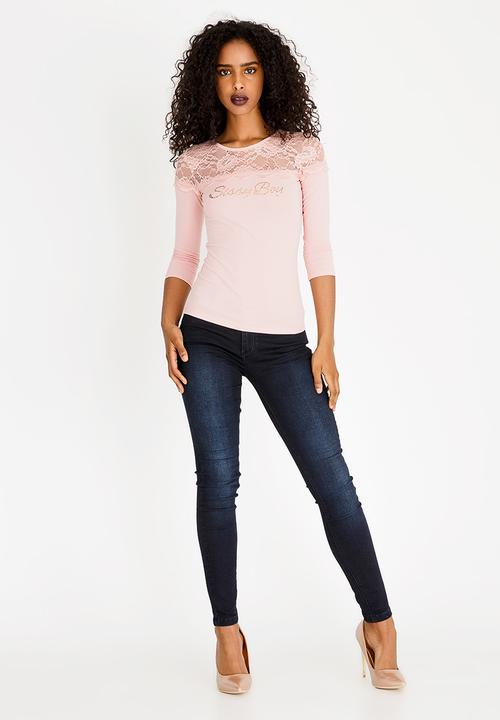 SISSY BOY - Lynx Lace Detail Top Mid Pink