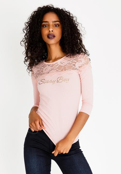 SISSY BOY - Lynx Lace Detail Top Mid Pink