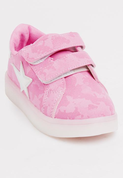 Pop Candy - Velcro Strap Light Up Sneaker Mid Pink