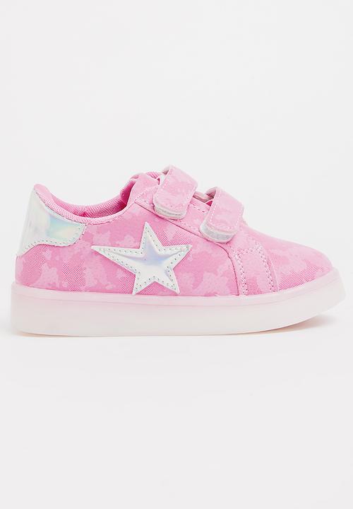 Pop Candy - Velcro Strap Light Up Sneaker Mid Pink