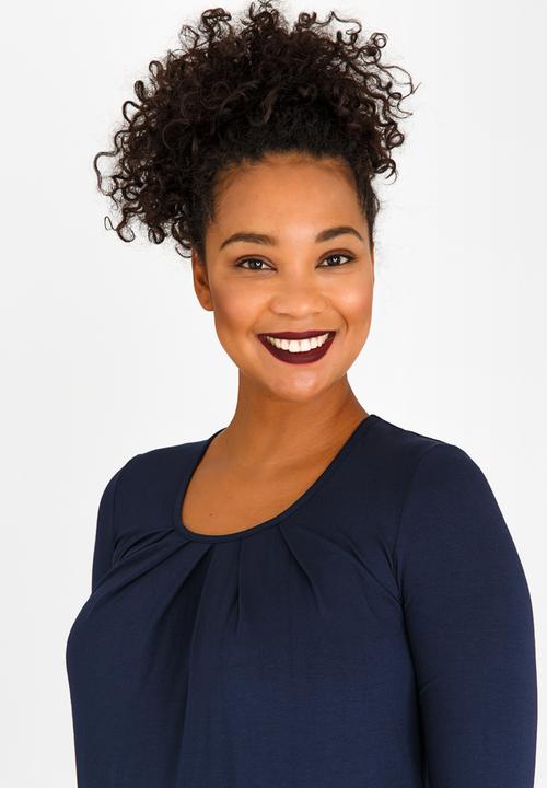 Cherry Melon - Pleat Detail Top Navy