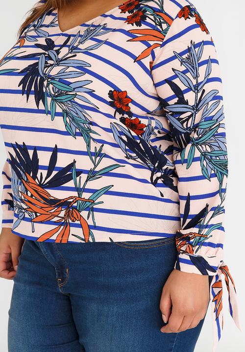 STYLE REPUBLIC PLUS - Sleeve Tie Detail Blouse Multi-colour