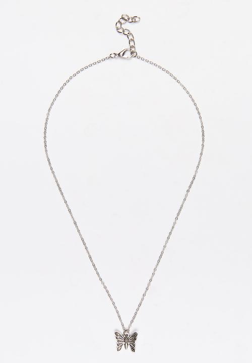 Jewels and Lace - Butterfly Necklace Silver