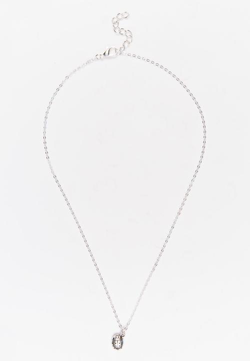 Jewels and Lace - Lady Bug Necklace Silver