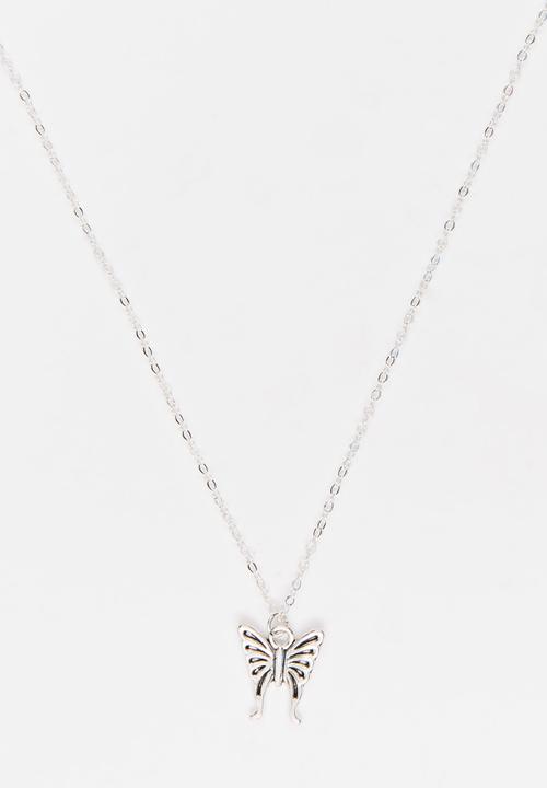 Jewels and Lace - Butterfly Necklace Silver
