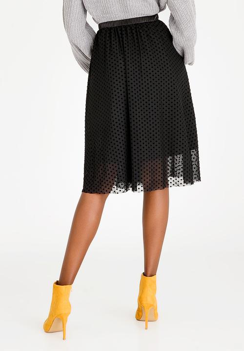 Brave Soul - Spotted Mesh Overlay Skirt Black