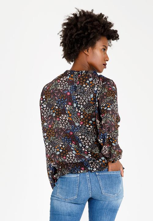 Brave Soul - Renee Printed Blouse Black