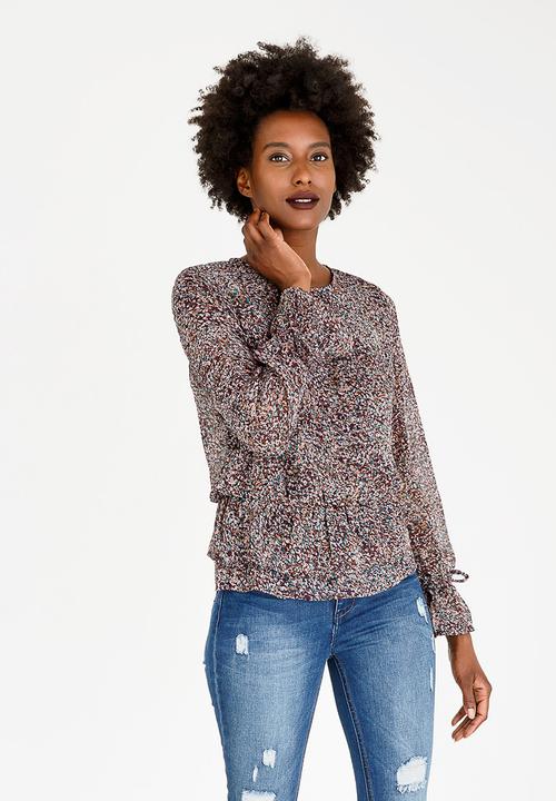 Brave Soul - Francesca Peplum Blouse Multi-colour