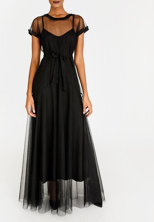 AMANDA LAIRD CHERRY - Phateka Mesh Overlay Dress Black