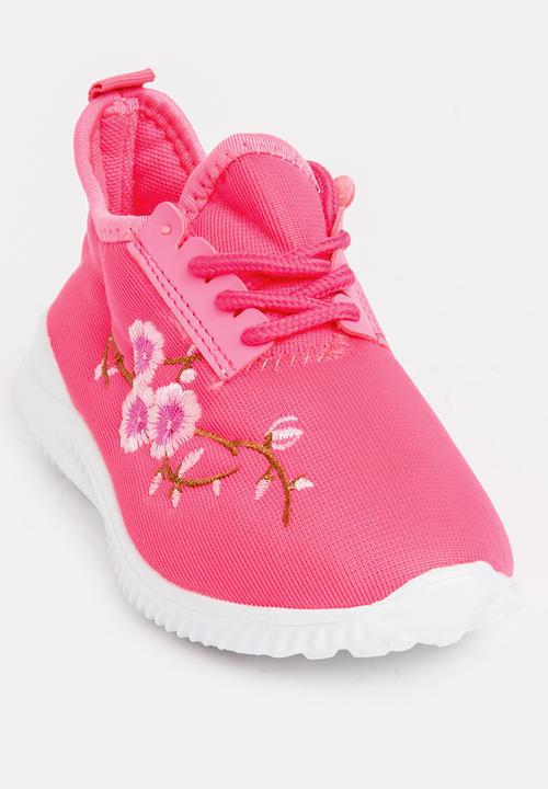 Pop Candy - Embroidered  Lace Up Sneaker Mid Pink