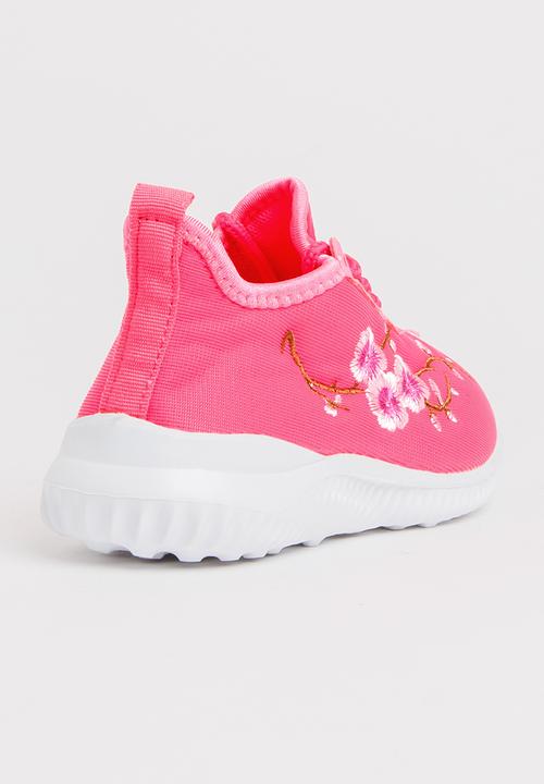 Pop Candy - Embroidered  Lace Up Sneaker Mid Pink