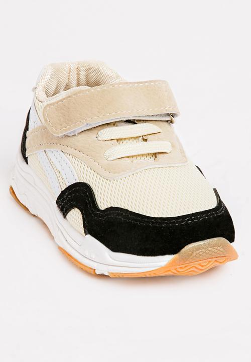 Pop Candy - Velcro strap sneaker - beige & black 