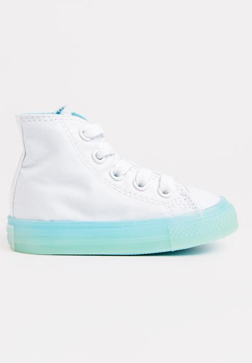 white converse blue sole