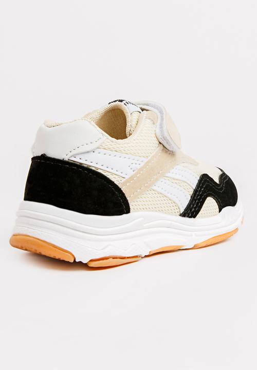 Pop Candy - Velcro strap sneaker - beige & black 