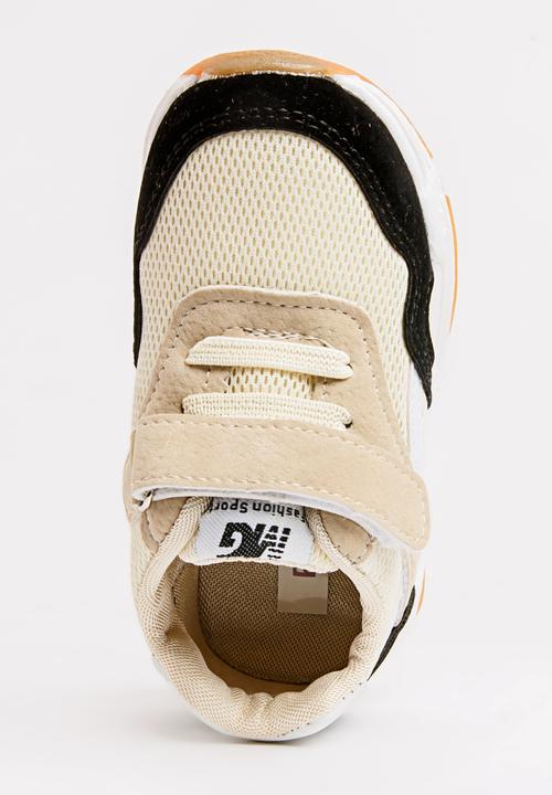 Pop Candy - Velcro strap sneaker - beige & black 