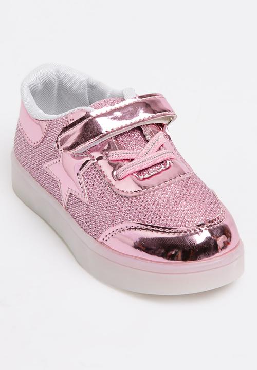 Pop Candy - Velcro Strap Light Up Sneaker Mid Pink