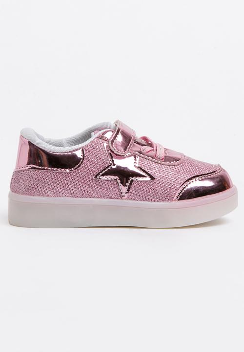 Pop Candy - Velcro Strap Light Up Sneaker Mid Pink