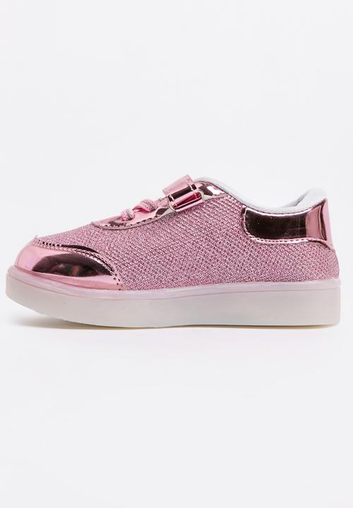 Pop Candy - Velcro Strap Light Up Sneaker Mid Pink