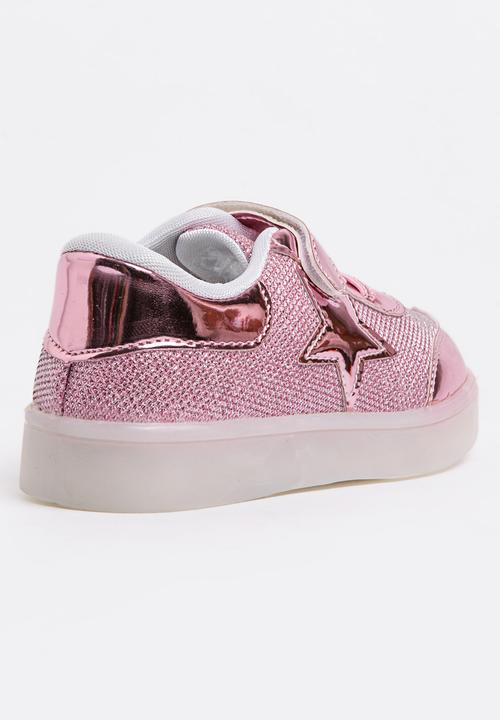 Pop Candy - Velcro Strap Light Up Sneaker Mid Pink