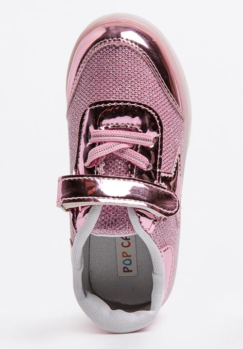Pop Candy - Velcro Strap Light Up Sneaker Mid Pink