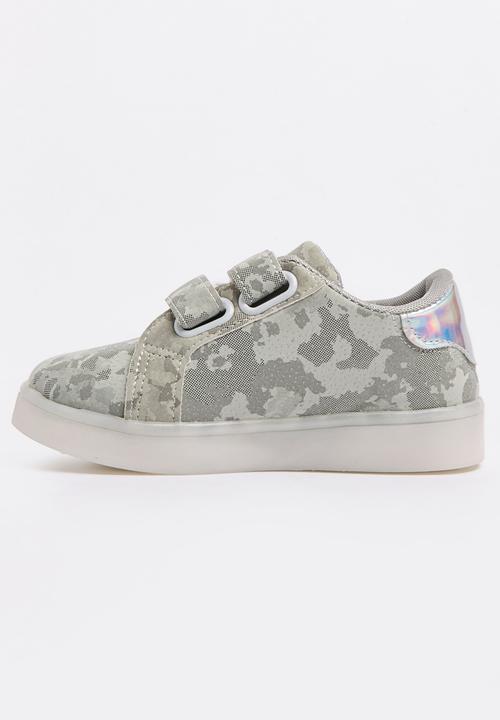 Pop Candy - Velcro Strap Light Up Sneaker Grey