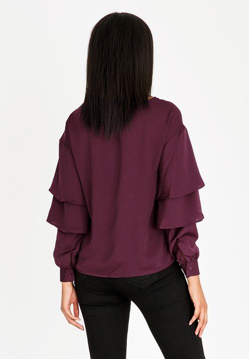 Vero Moda - Ruffle Detail Blouse Mid Purple