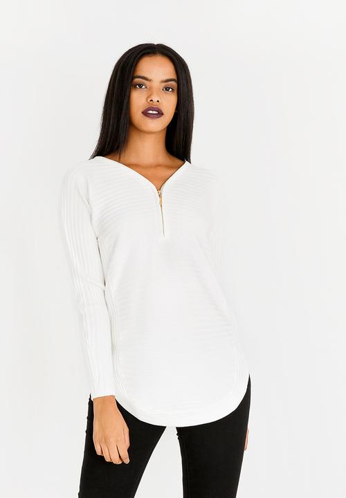 Revenge - Zip Detail Top White