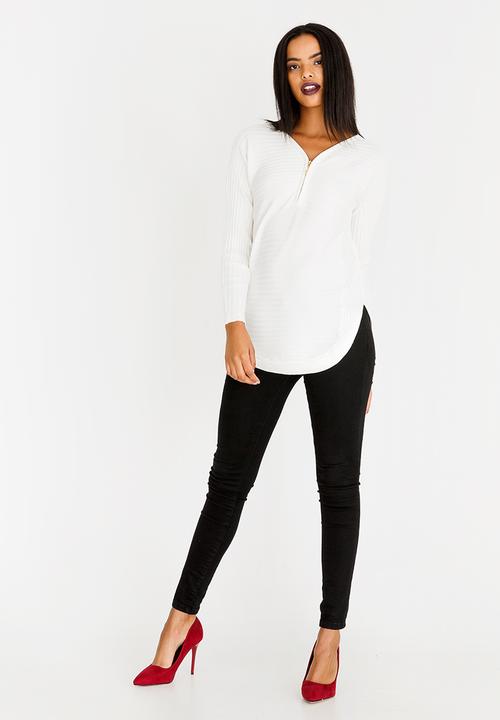 Revenge - Zip Detail Top White