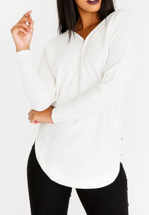 Revenge - Zip Detail Top White