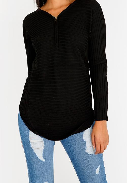Revenge - Zip Detail Top Black