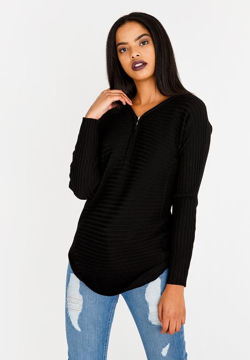 Revenge - Zip Detail Top Black