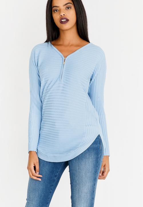 Revenge - Zip Detail Top Blue