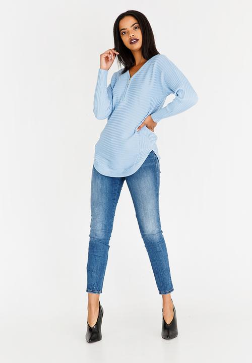 Revenge - Zip Detail Top Blue