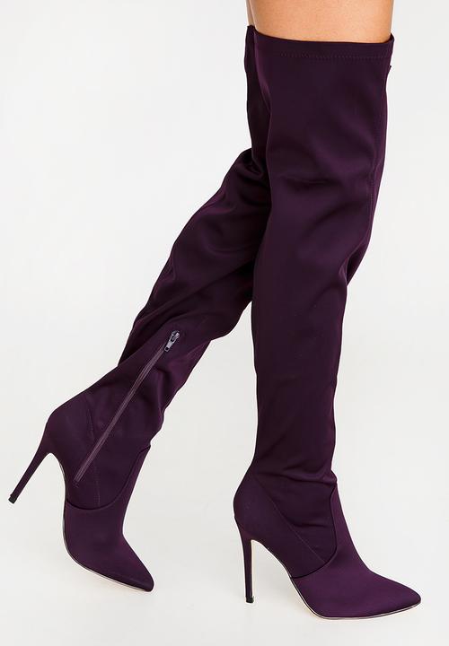 dark purple thigh high boots