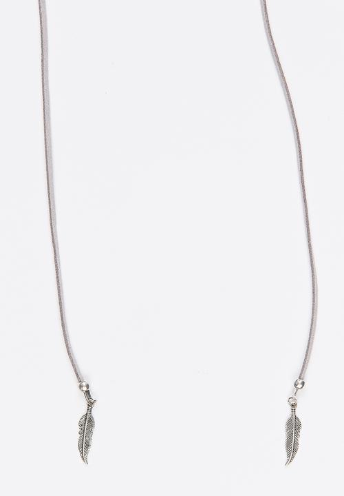 Jewels and Lace - Feather Wrap Choker Grey