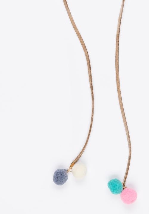 Jewels and Lace - Pom Pom Choker Multi-colour