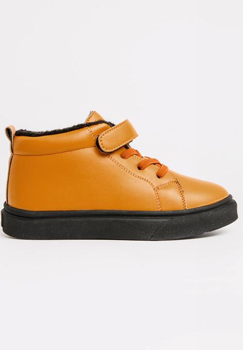Pop Candy - Boys Hi Top Sneaker Tan