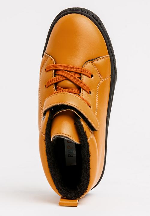 Pop Candy - Boys Hi Top Sneaker Tan