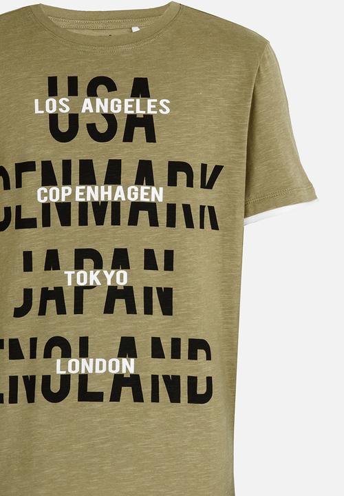 Name It - Printed Tee Khaki Green