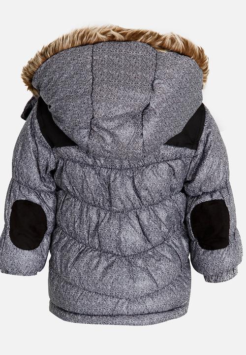 MINOTI - Fur Trim Padded Jacket Grey