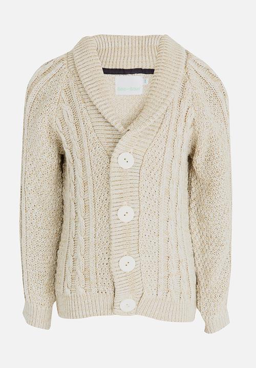 See-Saw - Cable Front Button Up Cardigan Milk