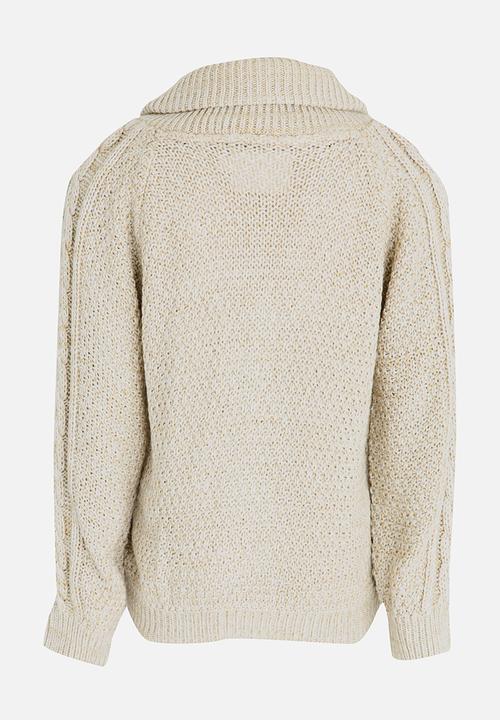 See-Saw - Cable Front Button Up Cardigan Milk