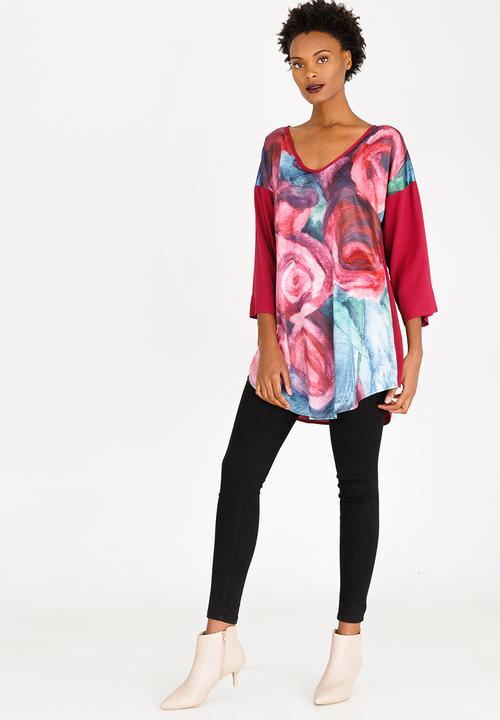 Cheryl Arthur - Digital Printed Blouse Red