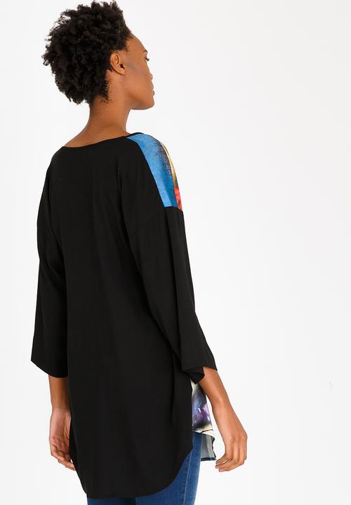 Cheryl Arthur - Digital Printed Blouse Black