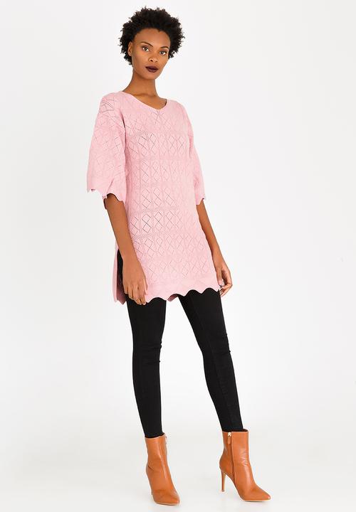CRAVE - Bell Sleeve Knit Tunic Pale Pink