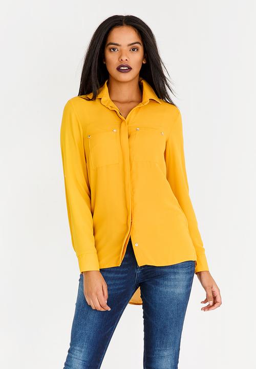 edit - Blouse with Concealed Button Stand Yellow