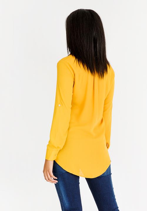 edit - Blouse with Concealed Button Stand Yellow