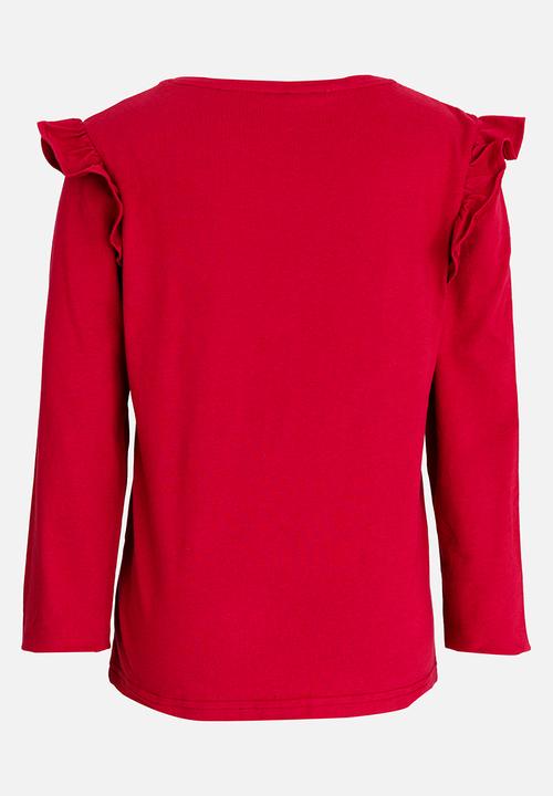 Pop Candy - Arm Frill Top Maroon